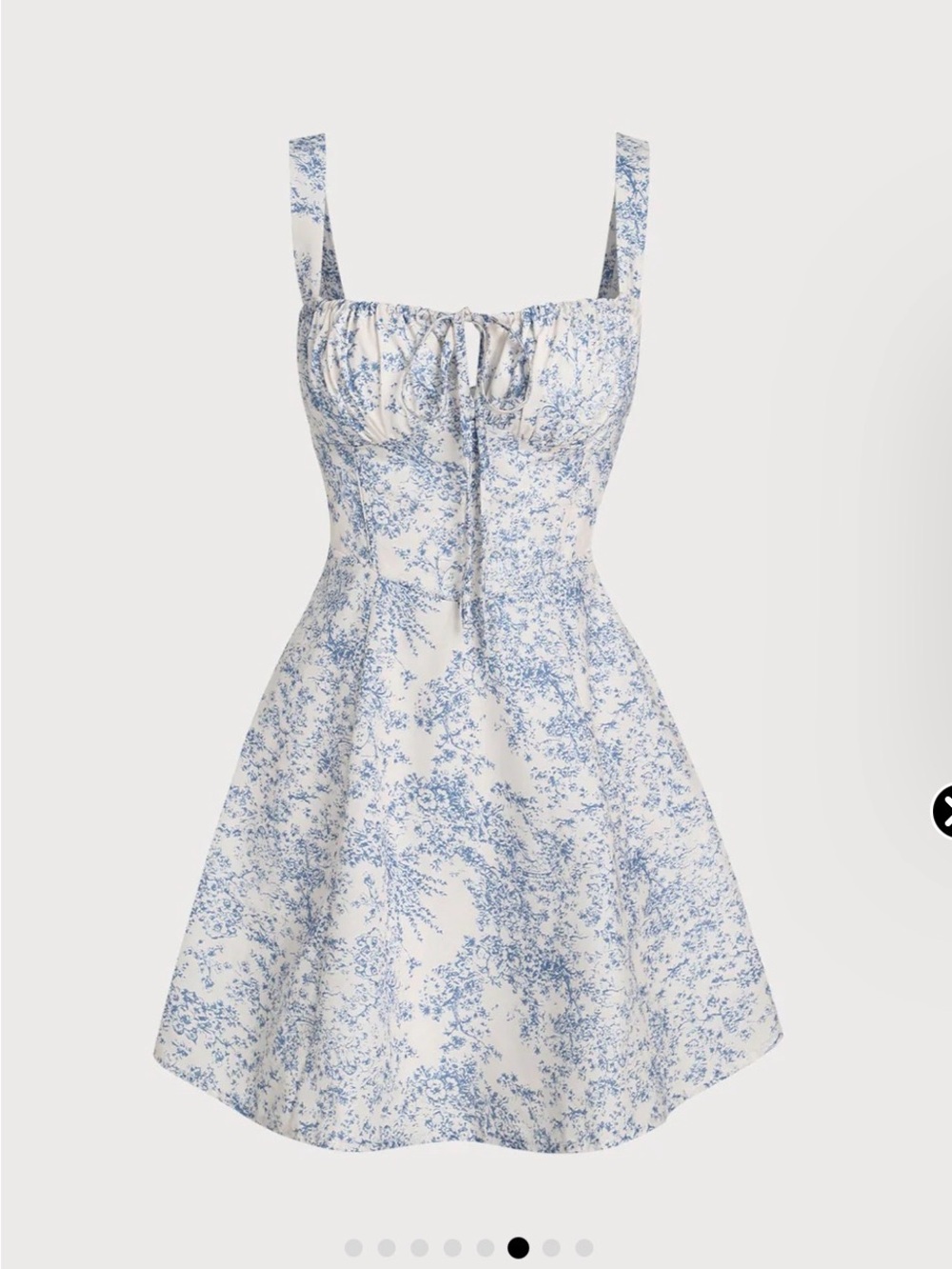 RIHOAS Blue and White Floral Ruched Slip Corset Mini Dress